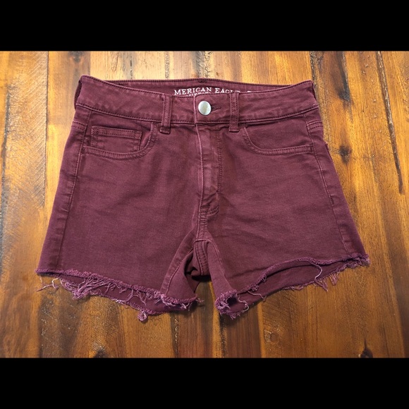 American Eagle Outfitters Pants - 3/$15 American Eagle Maroon Denim HiRise Shortie